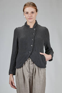 tapered hip-length jacket in washed embossed linen net  - 380
