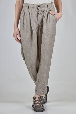 wide trousers in washed prince of wales linen  - 380