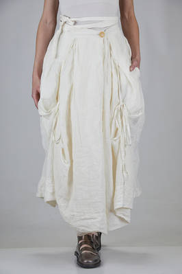 wide long 'sculpture' dress in washed linen and cotton canvas  - 380