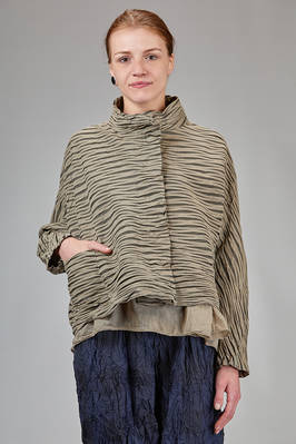 wide hip-length jacket in crinkled - froissè - textile paper and nylon  - 123