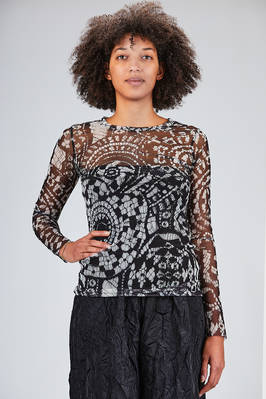 basic t-shirt in polyester tulle and printed elastane  - 364