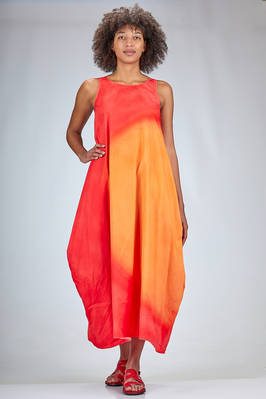 long wide dress in hand dyed cotton canvas  - 364