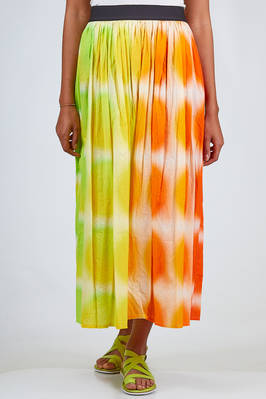 wide long skirt in light canvas made of washed cotton  - 364