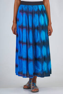 wide long skirt in light canvas made of washed cotton  - 364
