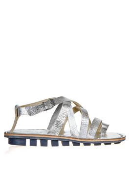 CRETE sandals in soft metallic color cowhide and classic rounded rubber sole  - 383