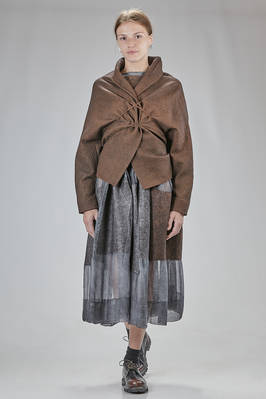 wide shawl-collar jacket in merino wool, beech, and silk nuno-felt  - 379