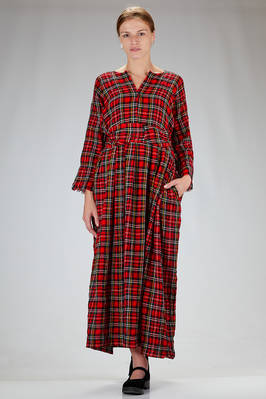 abito lungo e ampio in garza tartan di lana lavata - DANIELA GREGIS 
