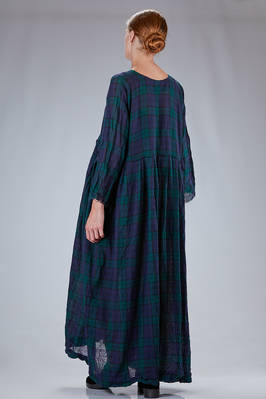 abito lungo e ampio in garza tartan di lana lavata - DANIELA GREGIS 