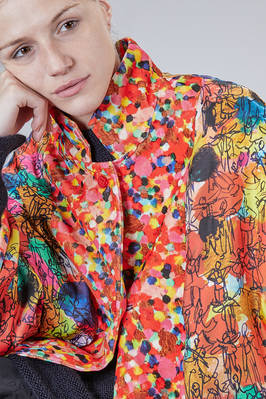 caban al fianco, ampio in velluto di cotone multicolor e in twill di seta multicolor - DANIELA GREGIS 
