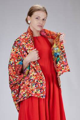 caban al fianco, ampio in velluto di cotone multicolor e in twill di seta multicolor - DANIELA GREGIS 