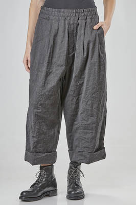 wide pants in washed cotton denim, virgin wool, metallic fiber, and elastane  - 370