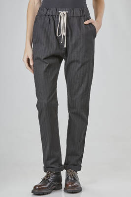 wide striped pants in smooth velvet in washed cotton and elastane  - 370