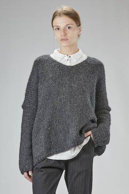 wide hip-length sweater in alpaca, cotton, and wool melange knitted fabric  - 370