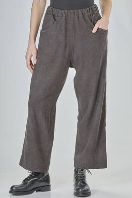 wide trousers in washed wool and linen canvas  - 371