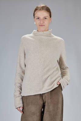 loose fit hip-length sweater in mélange knit of cashmere, silk, and polyester  - 227