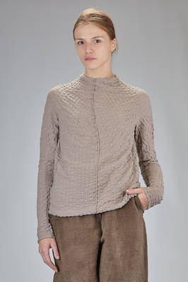 hip-length sweater, slim fit, in wool knit with alternating empty and filled square textures  - 227