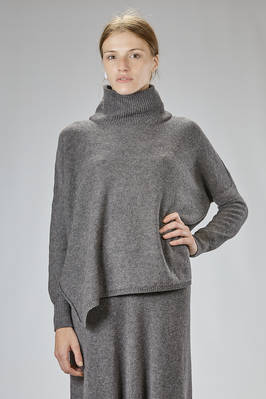 wide hip-length sweater in melange virgin wool  - 161