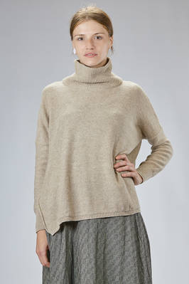 wide hip-length sweater in melange virgin wool  - 161