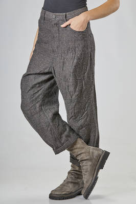 pantalone 5 tasche in tweed grinzato di lana vergine, viscosa e seta - FORME D' EXPRESSION 