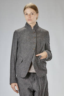 fitted hip-length jacket in crinkled virgin wool, viscose, and silk tweed  - 161