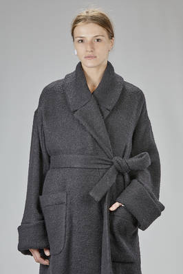 cappotto lungo e ampio in bouclé di canapa, alpaca, poliammide e lana vergine - FORME D' EXPRESSION 