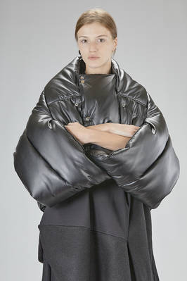hip-length puffer 'sculpture' caban in synthetic leather padded with down and feathers  - 74