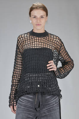 long and straight sweater in checkered wool and mohair mesh knit  - 74