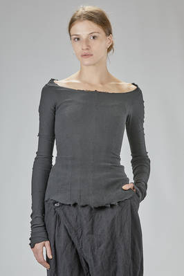 fitted, asymmetric corset t-shirt in crinkled polyamide, silk, and elastane  - 163