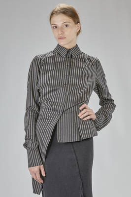 fitted, asymmetric shirt in vertical striped cotton and silk poplin  - 163