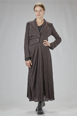 long, flared, and asymmetric dress in washed virgin wool and polyamide gauze, lined with silk  - 163