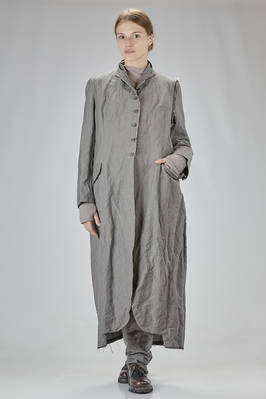 long and wide coat in washed chevron of wool, cotton, and metal, lined with acetate and viscose  - 163
