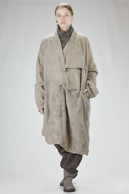 under the knee coat, wide and asymmetric, in wool and cotton gauze  - 389