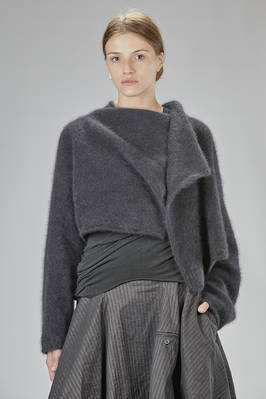 short, wide, hip-length cardigan in long-thread raccoon knit  - 392