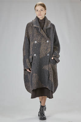 RUNDHOLZ Wide Coat Below The Knee In Raccoon Virgin Wool Alpaca Linen And Bicolor Melange Cotton Knit Ivo Milan