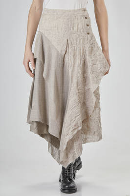 long, wide, and asymmetric skirt in panels of cotton gauze, virgin wool and cupro gauze  - 394