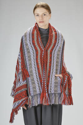cape-style jacket in multicolor wool, mohair, nylon, and acrylic jacquard knit  - 381