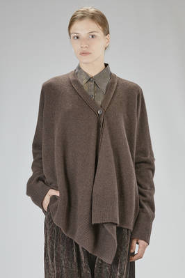 long and asymmetric cardigan in cashmere melange knit  - 396