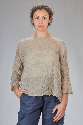 wide side-shirt, in washed natural linen  - 195