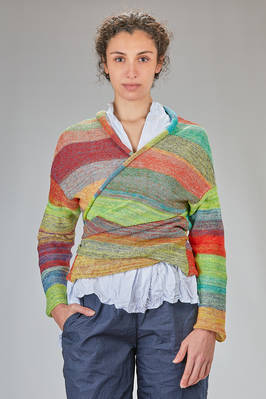 short cardigan in multicolor linen and cotton  - 195