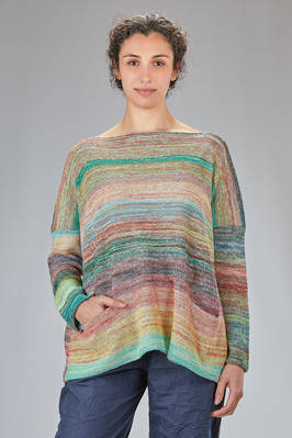 long and wide t-shirt in multicolor linen and cotton  - 195