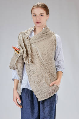 wide shawl vest-like in boiled gauze and embossed linen  - 195