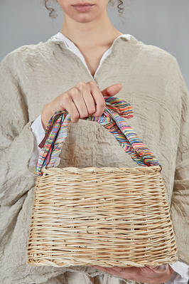reed basket with multicolor stripes silk twill  - 195