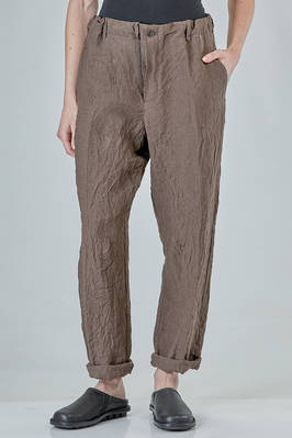 wide trousers in washed and embossed linen canva  - 161
