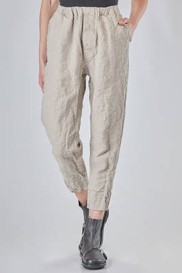 soft trousers in washed linen canva  - 380