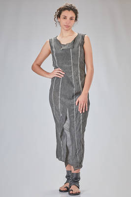 long and lean dress in stretch silk and elastan georgette garment dyed  - 398