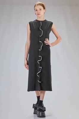 longuette dress in polyester, rayon and elastan jersey with grafic curl  - 397