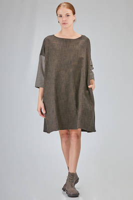 knee-lenght tunic, wide and flared, in cotton, wool and polyamide patchwork, small part in cotton  - 370