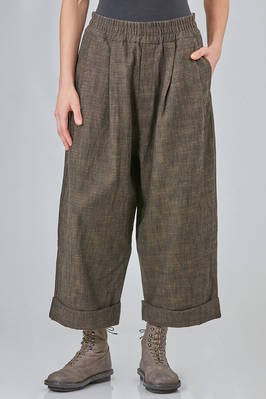 wide trousers in cotton, wool and polyamide natté, parts in cotton  - 370