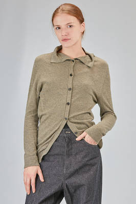 long and lean cardigan in melange virgin wool and cashmere plain knit  - 161