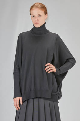 oversize sweater, doubled and asymmetric, in wool, nylon and polyurethane plain knit, ribbed mock  - 74